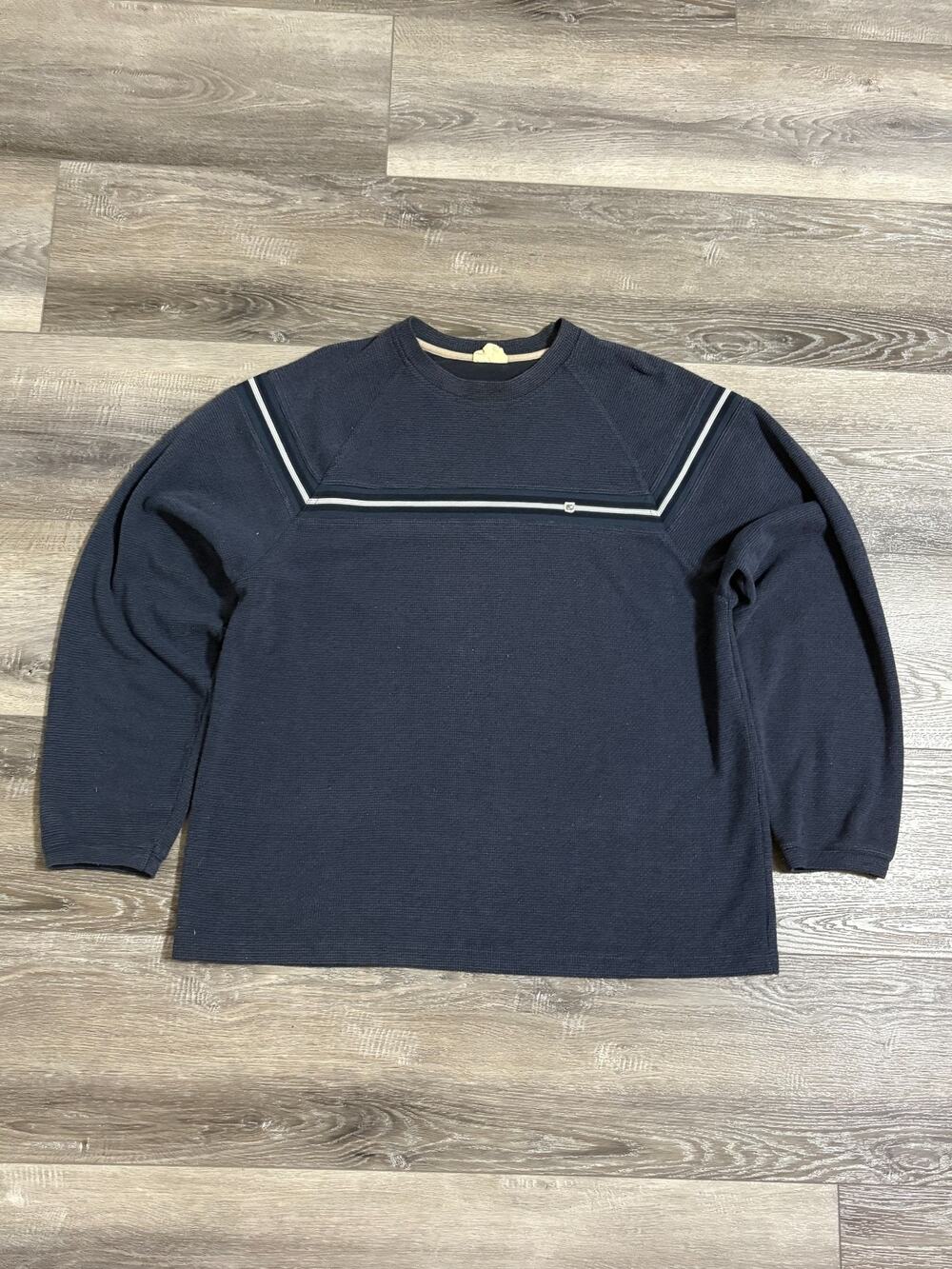 Vintage Xtreme Gear Striped Navy Sweater Y2K Skater Streetwear - Men’s Large